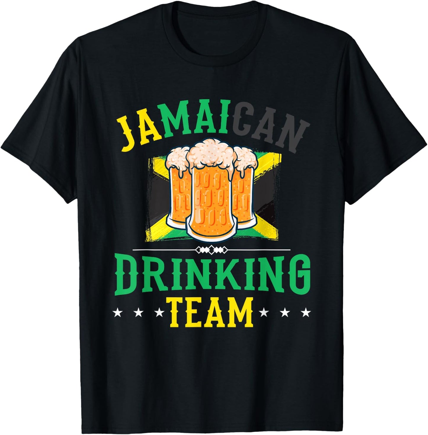 Jamaican Drinking Team Jamaica Flag Gift Beer Drinkers T-Shirt - T-Shirt | Black
