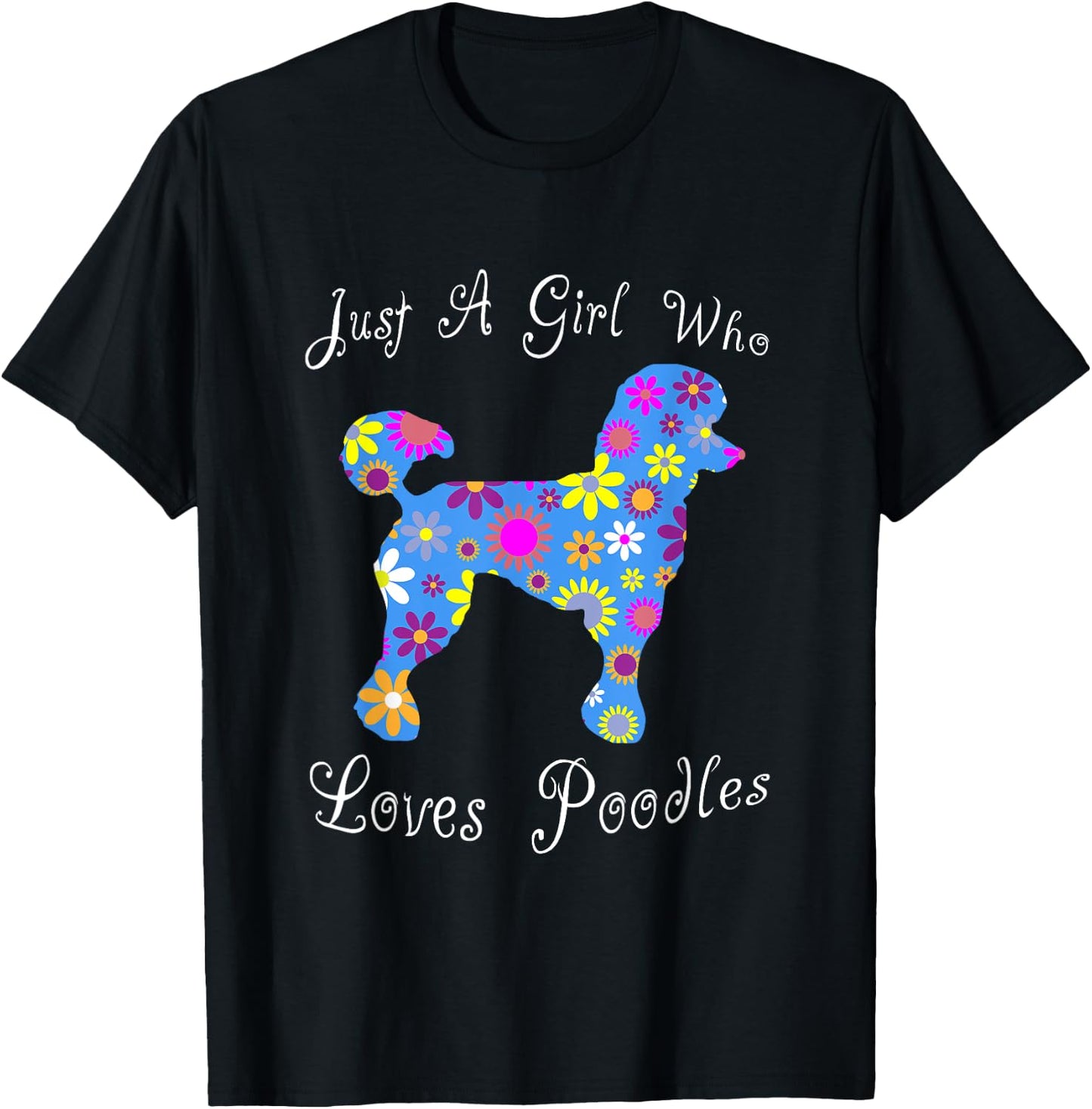 Fun Cute Floral Poodle Lover T-Shirt - T-Shirt | Black