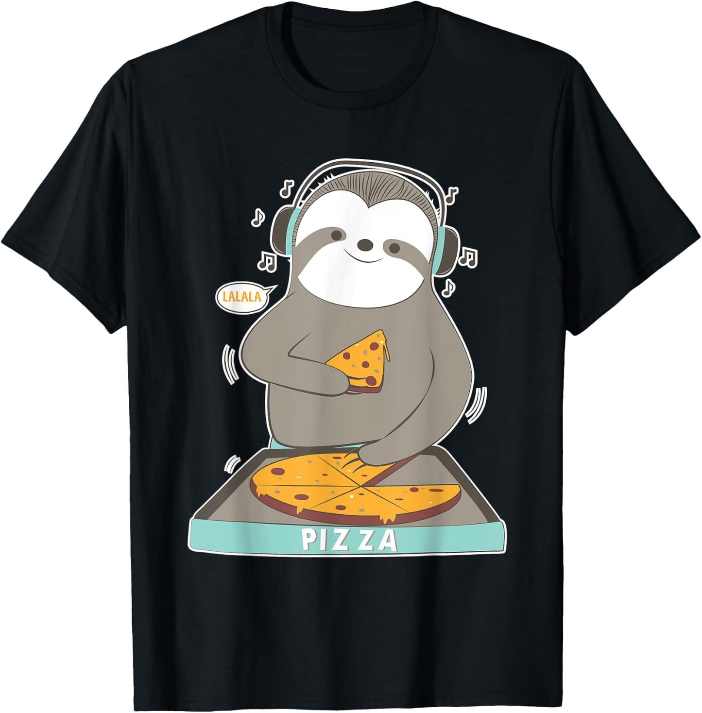 Sloth Pizza Shirt Women Kids Girls Boys T-Shirt - T-Shirt | Black