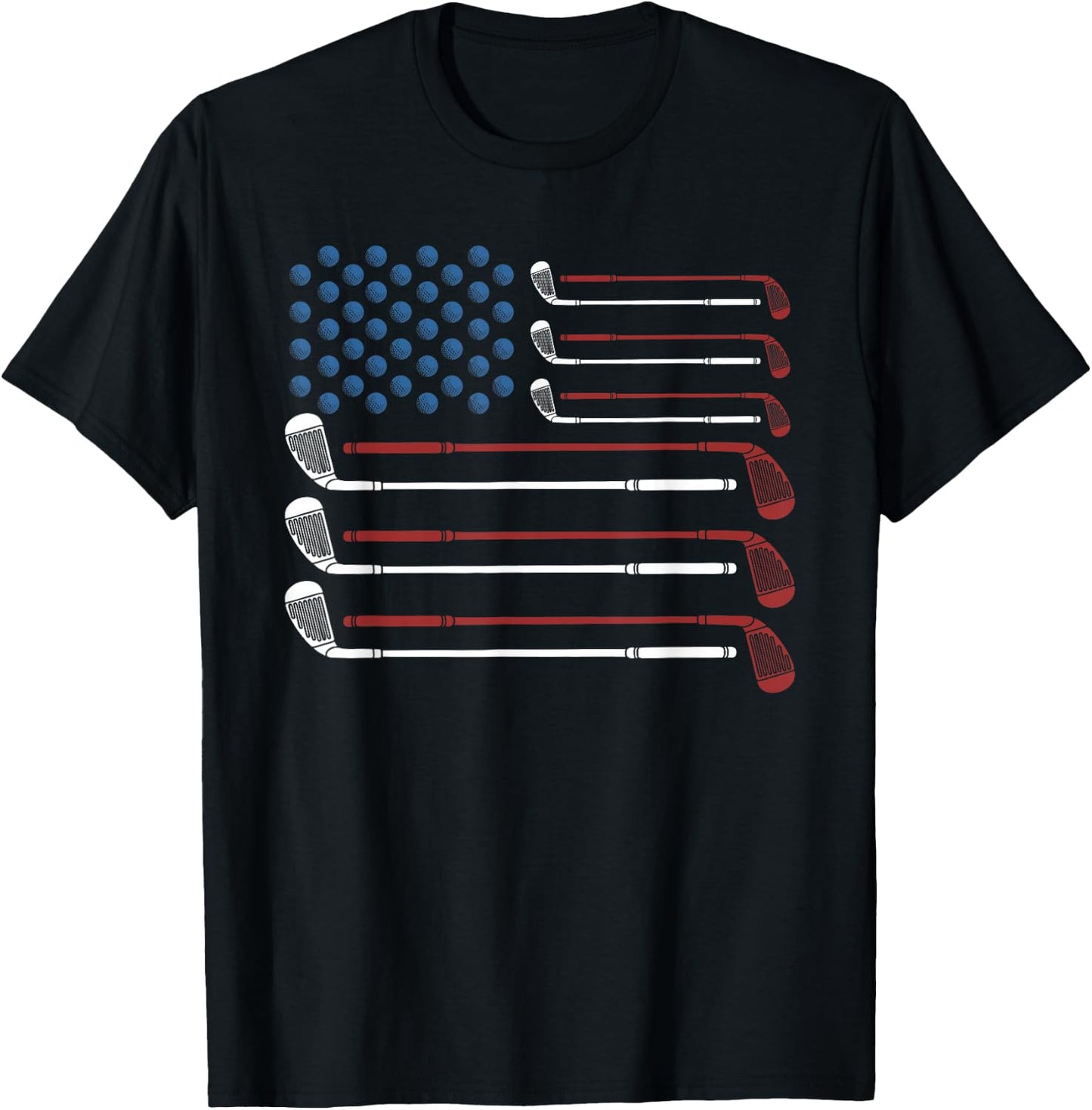 Amerikan Unabhngigkeitstag-Erinnerungspatriot Golf Clubs USA Flag Red White and Blue T-Shirt - T-Shirt | Black