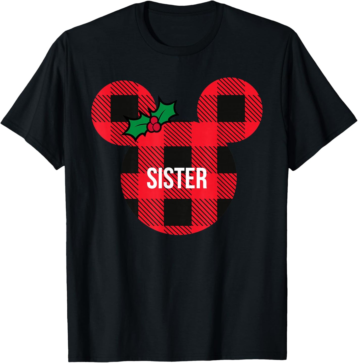 Disney Minnie Mouse Family Matching Holiday Plaid Sister T-Shirt - T-Shirt | Black