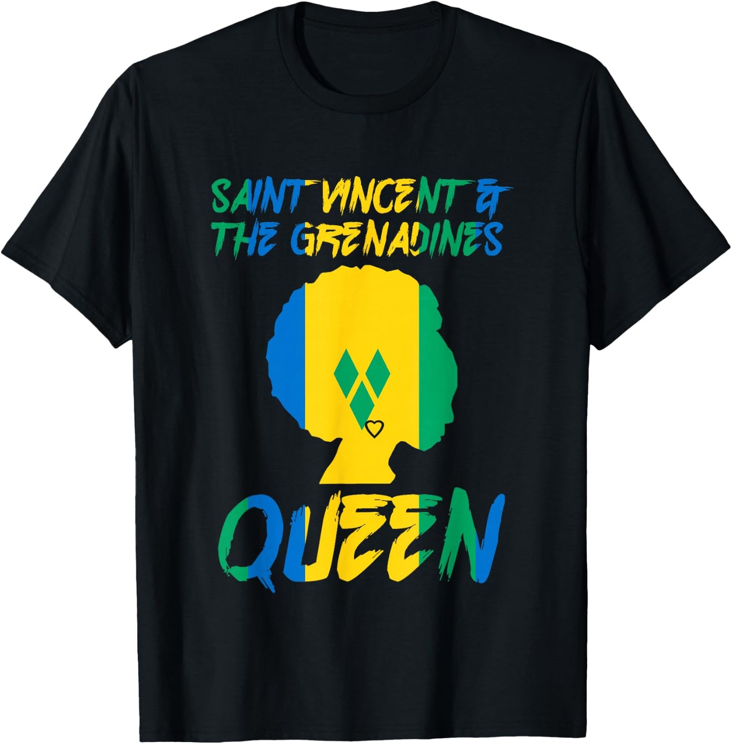 St Vincent & The Grenadines Queen Flag Afro Pride Proud T-Shirt - T-Shirt | Black