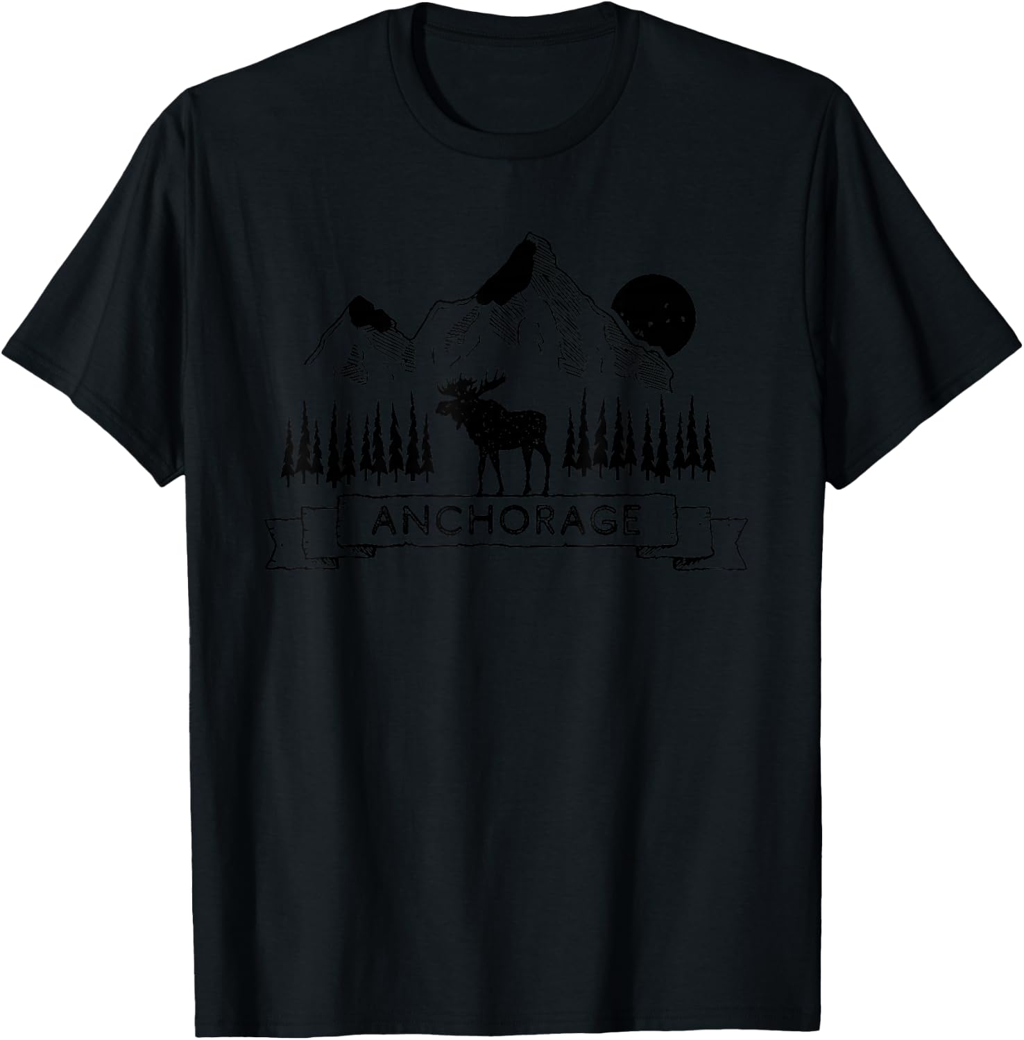 Anchorage Alaska Mountain Moose Gift | Cool Anchorage T-Shirt - T-Shirt | Black