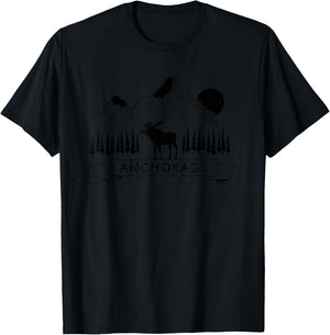 Anchorage Alaska Mountain Moose Gift | Cool Anchorage T-Shirt - T-Shirt | Black