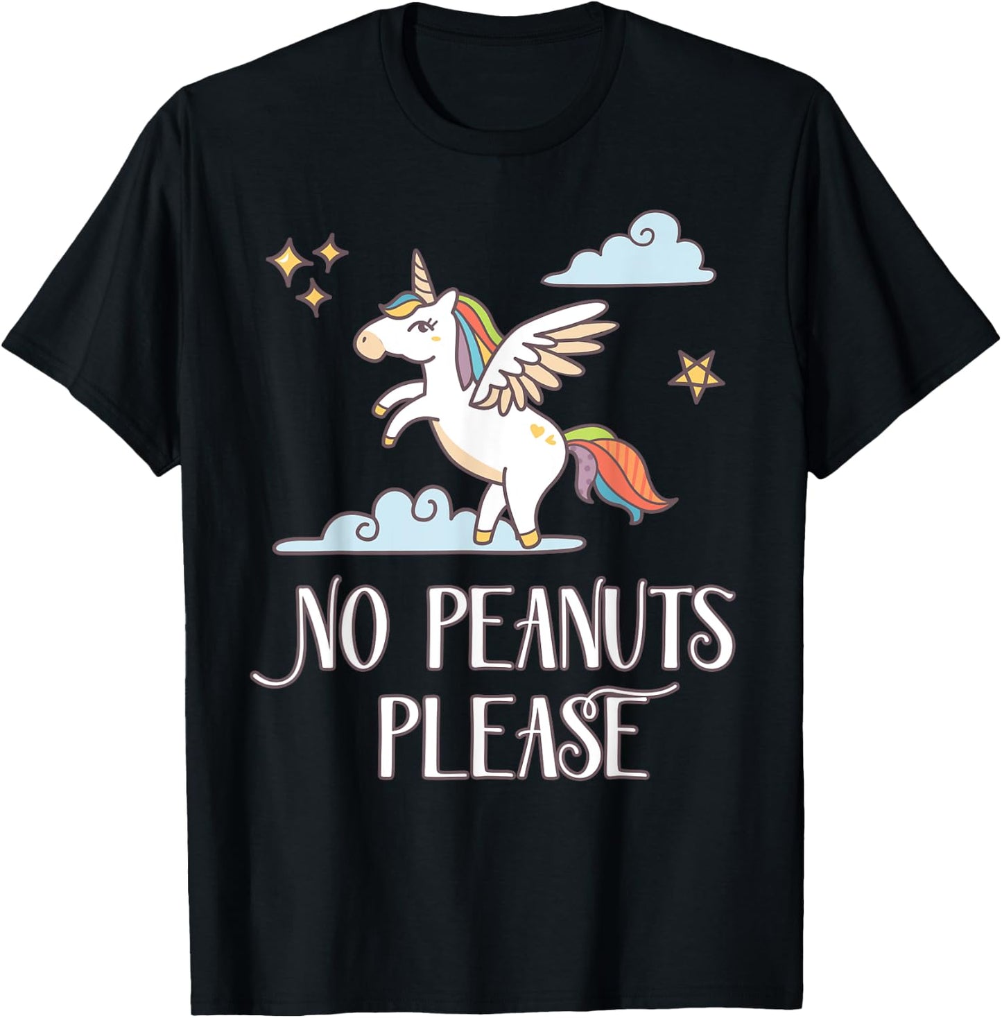 No Peanuts Please - Unicorn Theme for Peanut Allergy T-Shirt - T-Shirt | Black