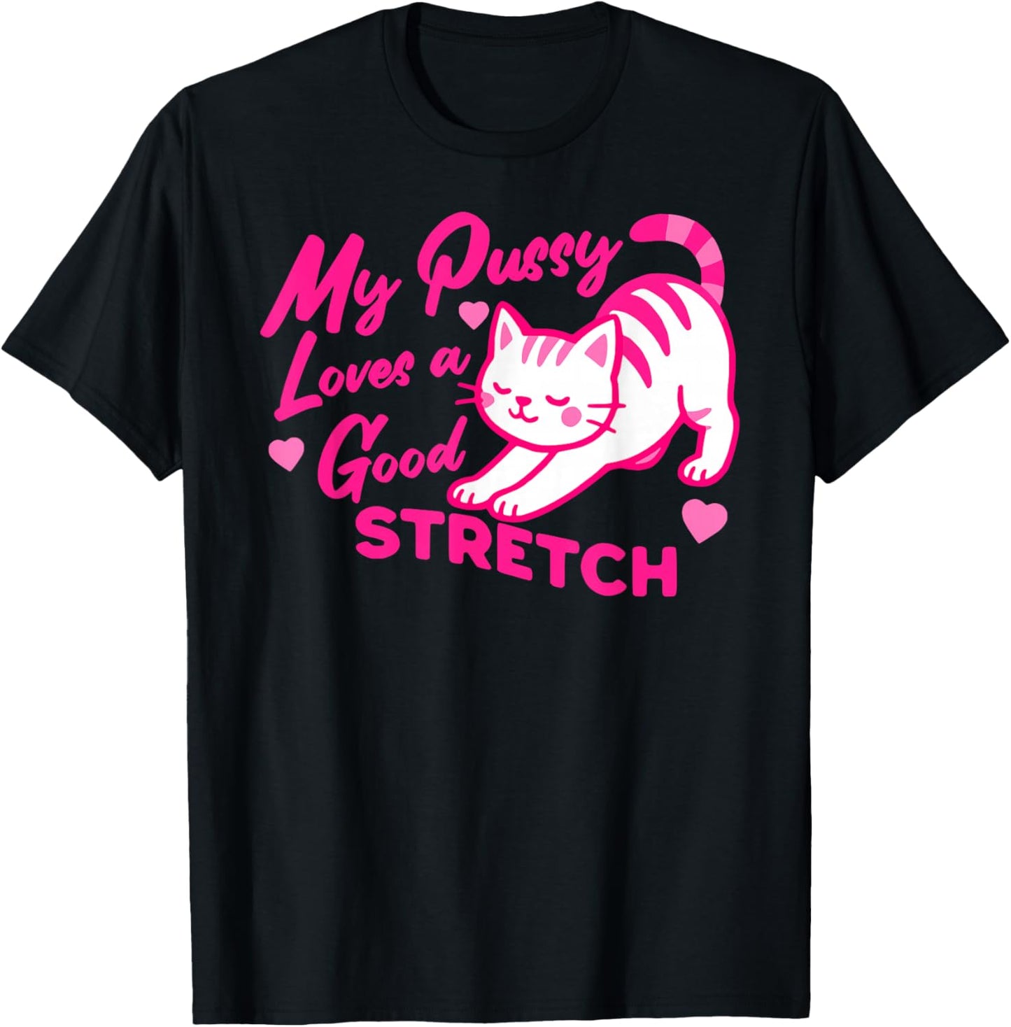 My Pussy Loves A Good Stretch Inappropriate Adult Humor Joke T-Shirt - T-Shirt | Black