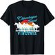 Chincoteague Island Wild Horses Virginia Travel Retro Sunset T-Shirt - T-Shirt | Black