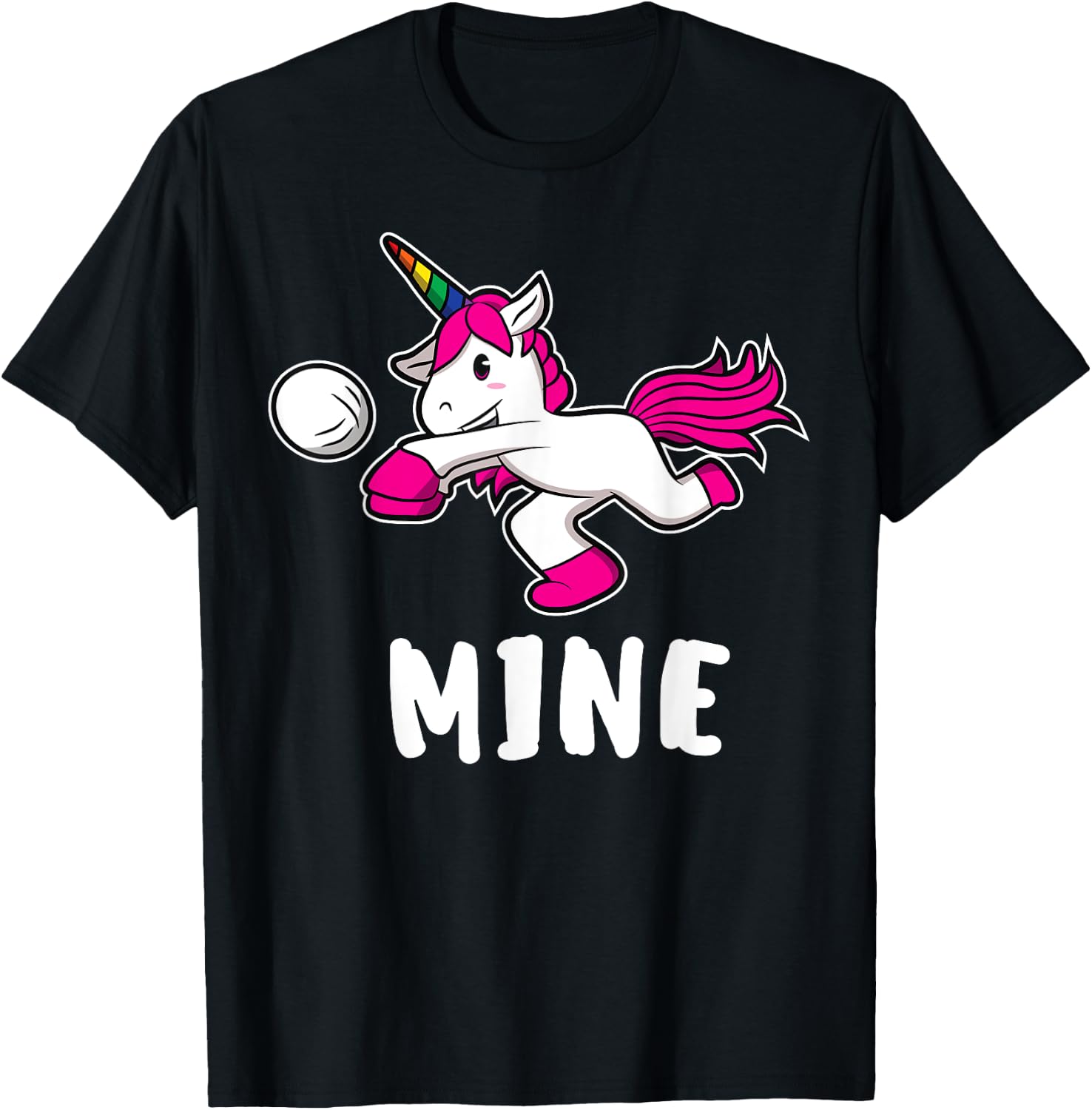 Funny Mine Volleyball Unicorn For Volleyball Girls T-Shirt - T-Shirt | Black