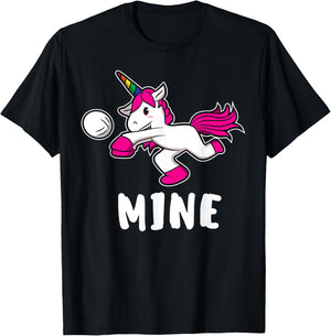 Funny Mine Volleyball Unicorn For Volleyball Girls T-Shirt - T-Shirt | Black