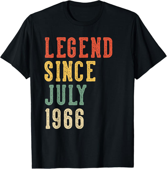 Legend Since July 60th Birthday 1966 Men Women 60 Year Old T-Shirt - T-Shirt | Black