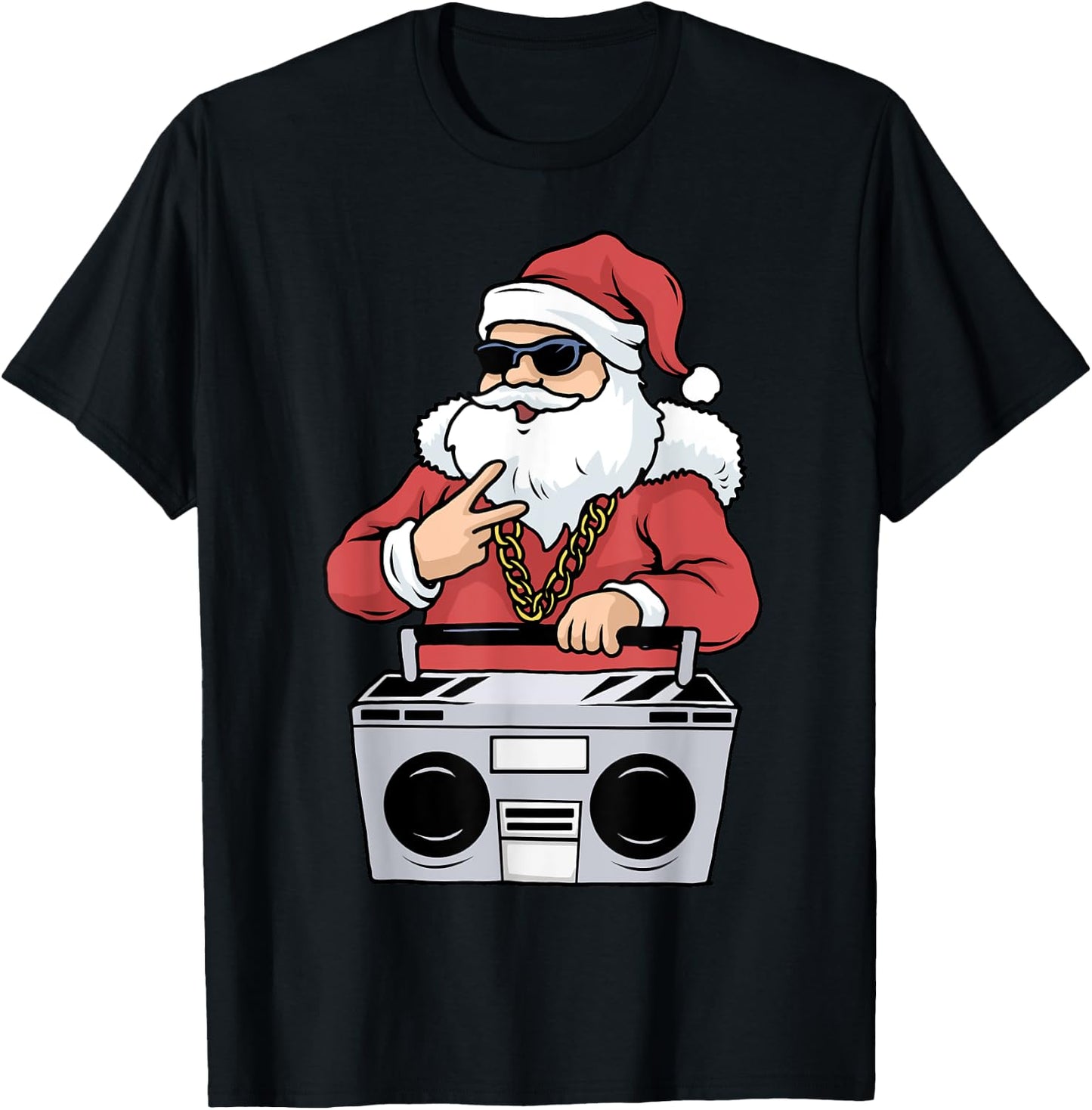 Hip Hop Santa Claus Gangster Christmas Ghettoblaster T-Shirt - T-Shirt | Black
