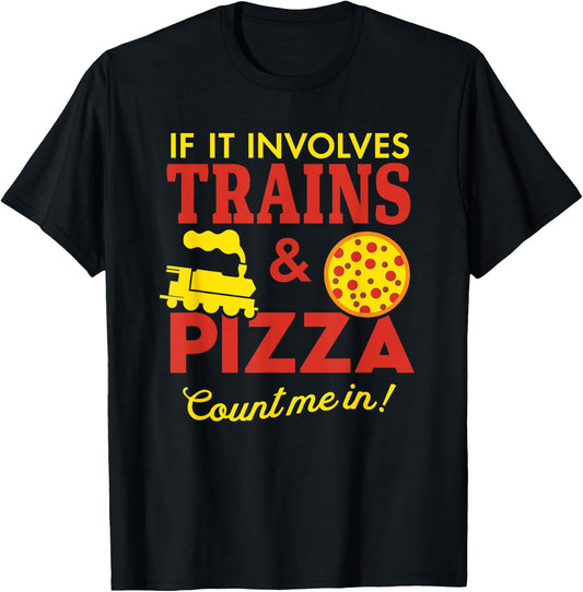 Trains and Pizza Funny Autism Awareness T-Shirt - T-Shirt | Black