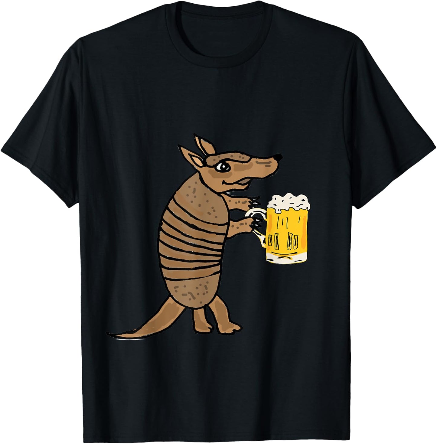 Smilemoretees Funny Armadillo Drinking Beer T-Shirt - T-Shirt | Black