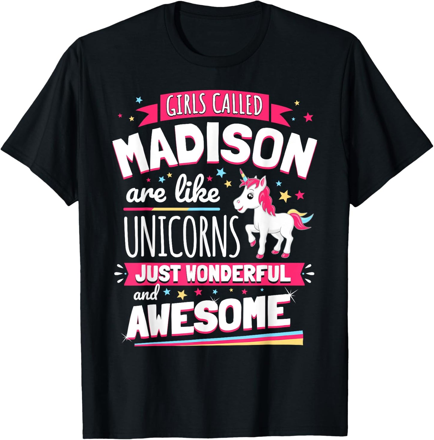 Madison Forename Prename First Given Name Unicorn T-Shirt - T-Shirt | Black