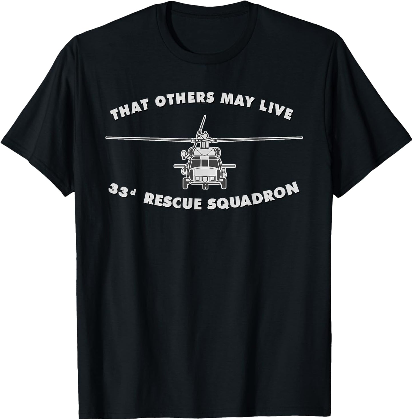 33rd Rescue Squadron HH-60 Pave Hawk Helicopter T-Shirt - T-Shirt | Black