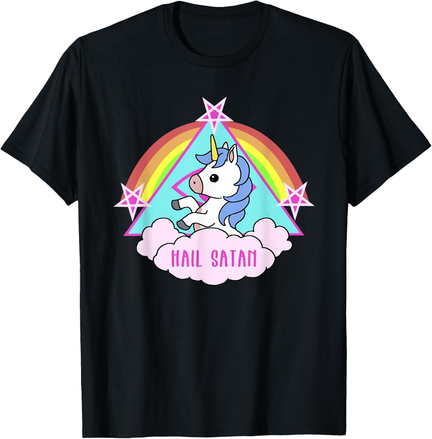 Hail Satan Funny Unicorn T-Shirt - T-Shirt | Black