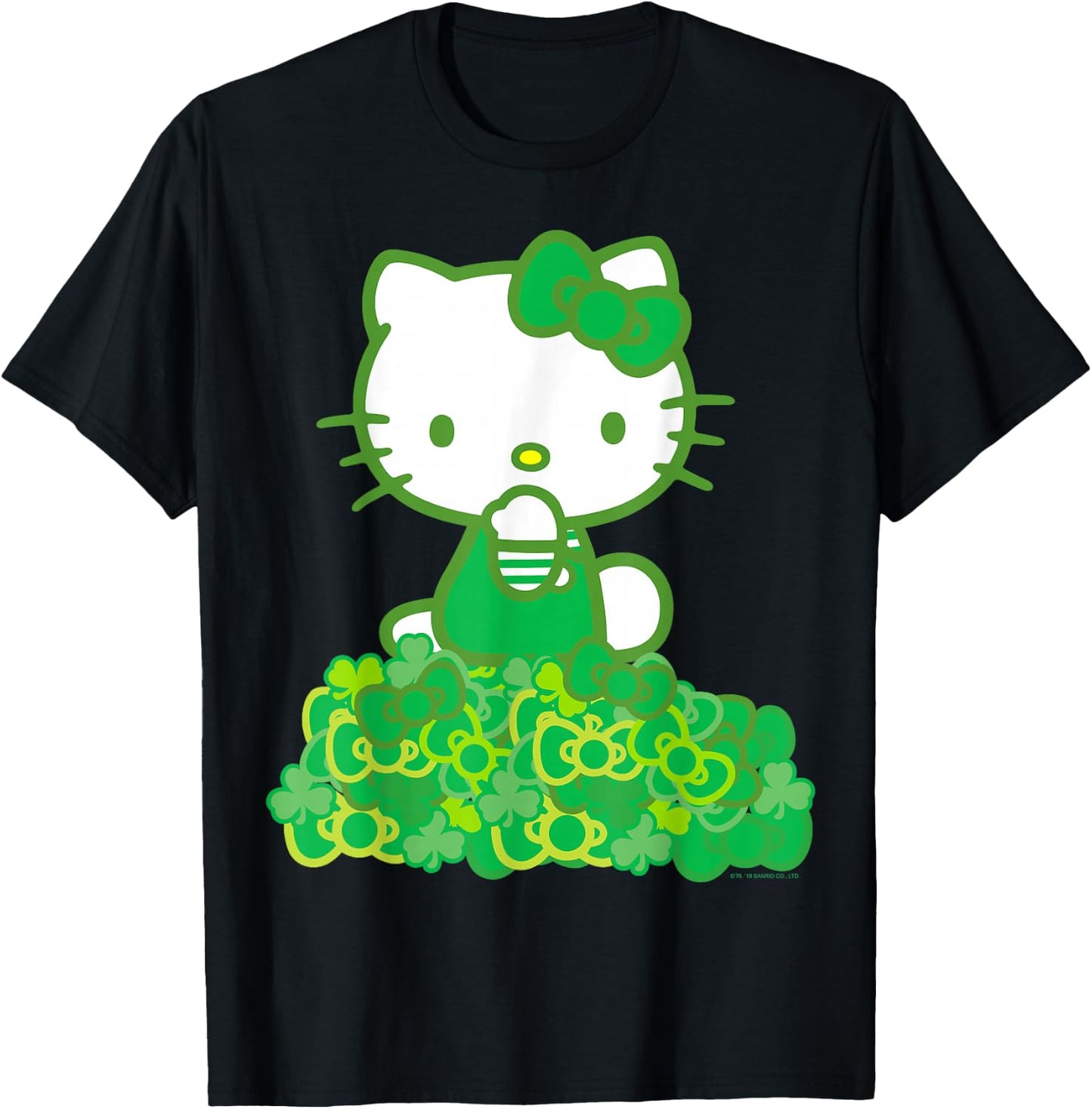 Hello Kitty Green Bows and Clovers Shirt T-Shirt - T-Shirt | Black