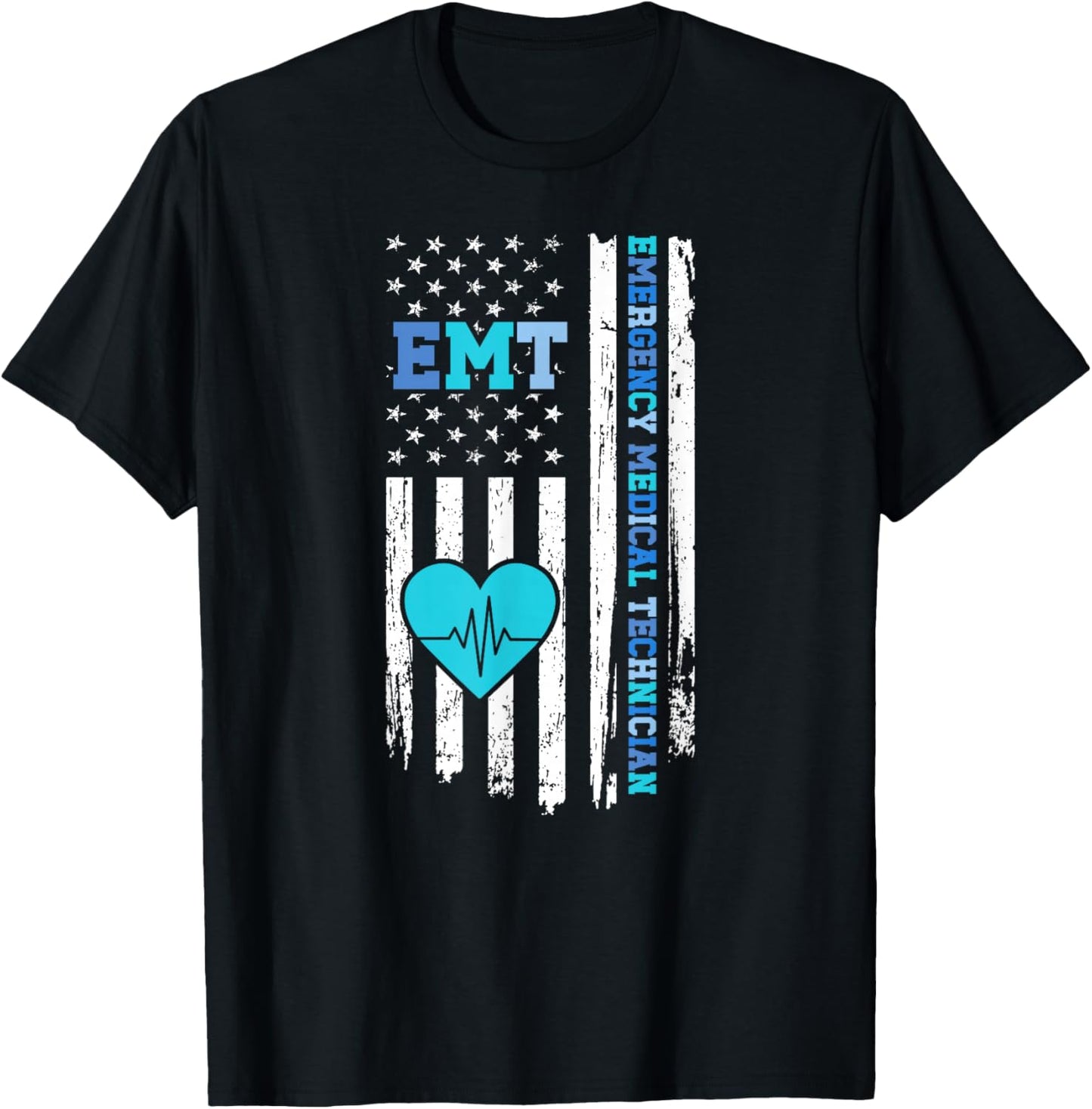Emergency Medical Technician US Flag EMT T-Shirt - T-Shirt | Black