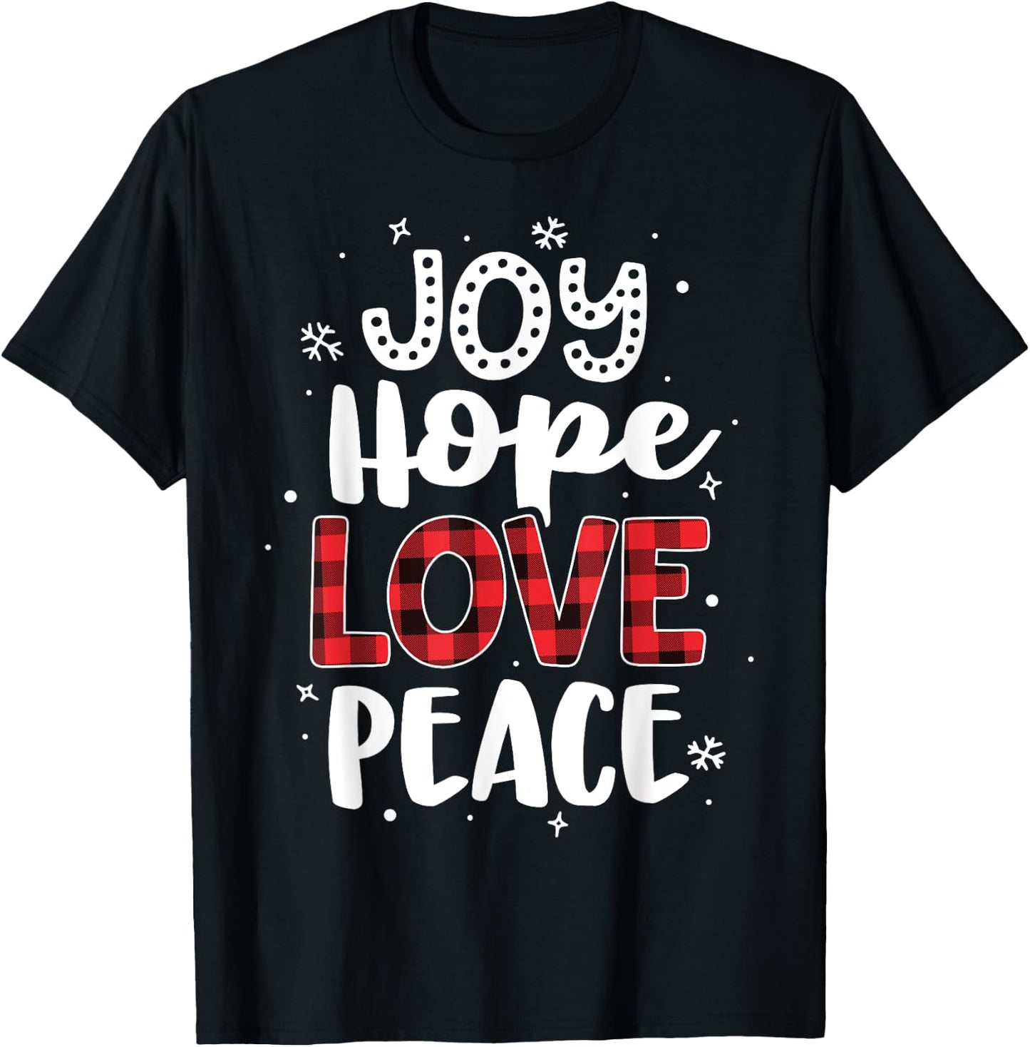 Joy Hope Love Peace Red Buffalo Plaid Christmas Mom Women T-Shirt - T-Shirt | Black