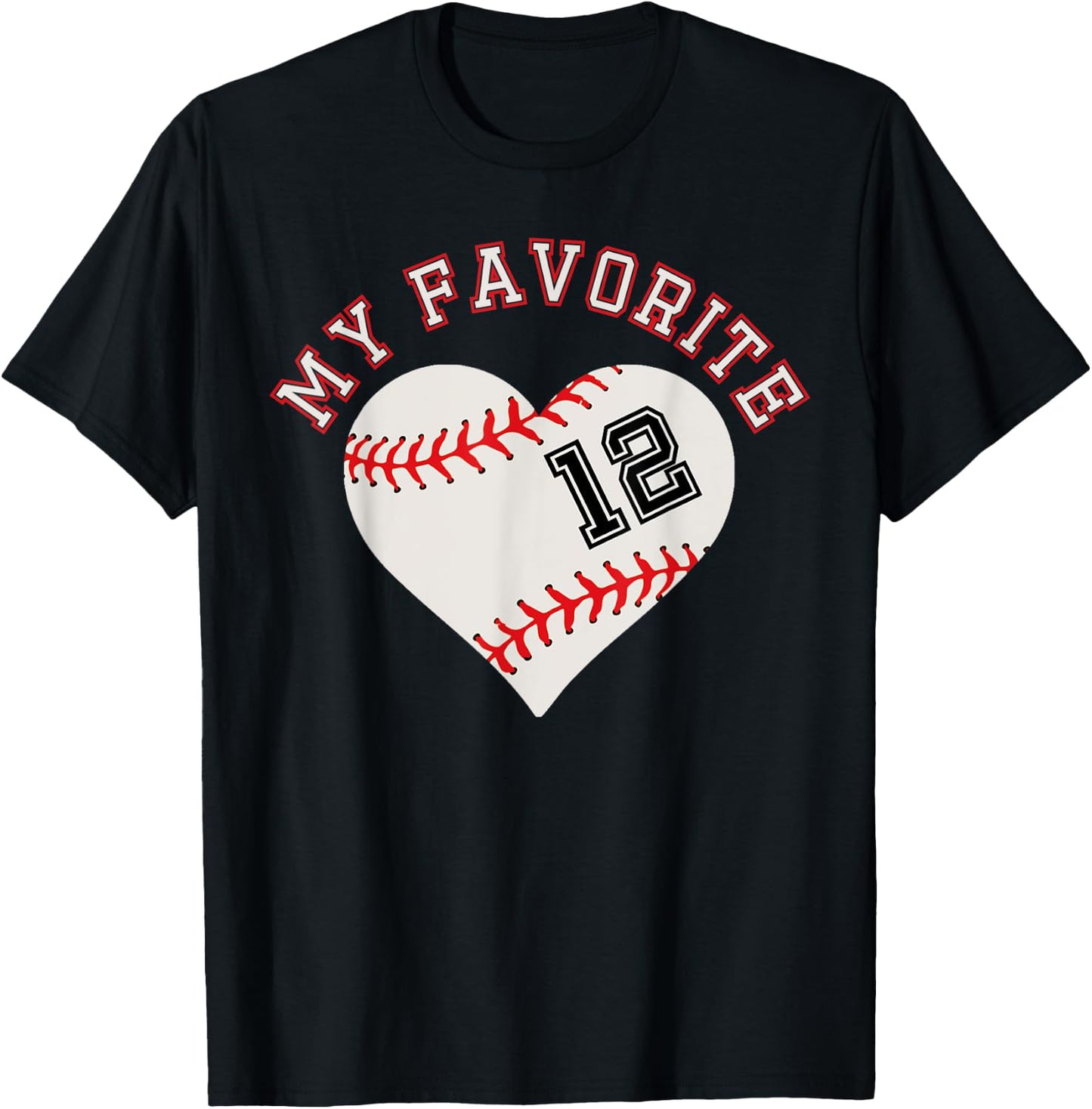 Baseball Player 12 Jersey Outfit No #12 Sports Fan Gift T-Shirt - T-Shirt | Black
