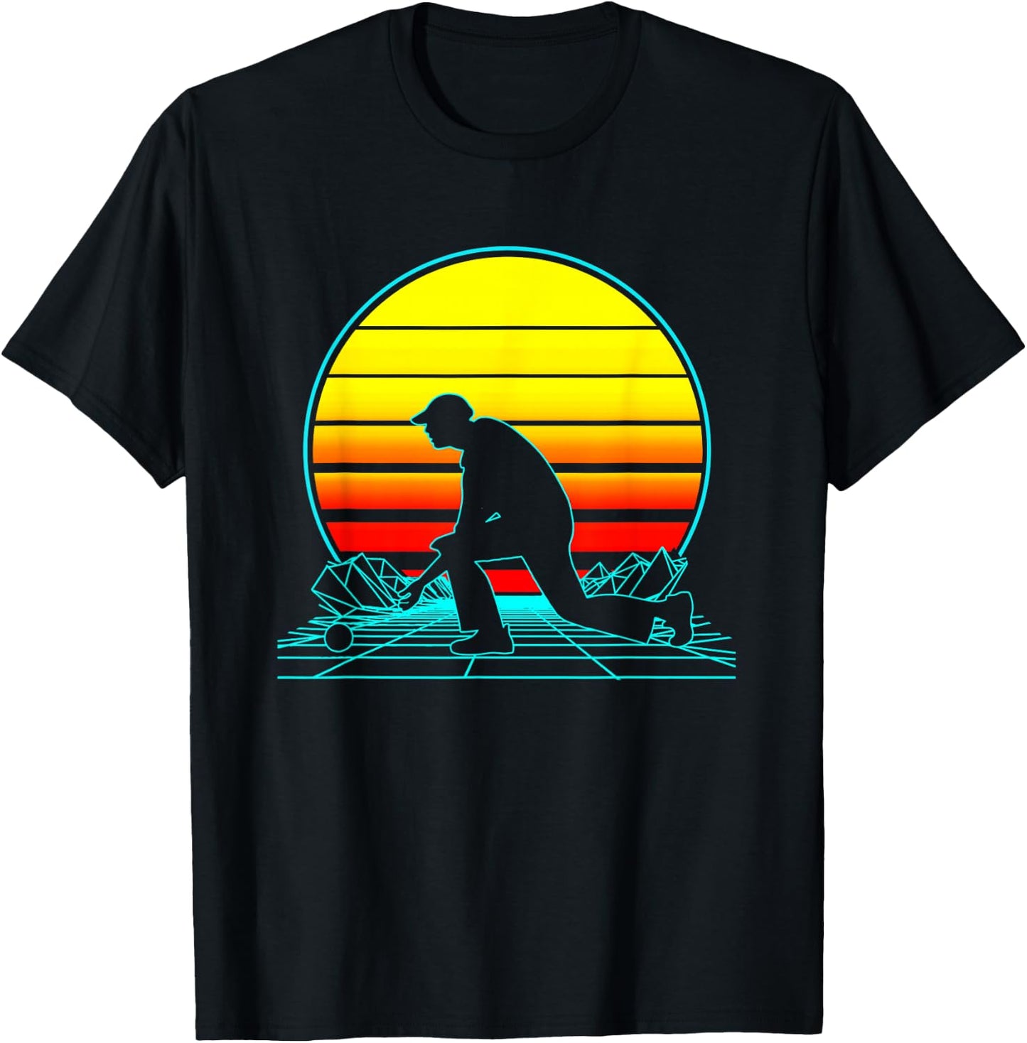 Retro Lawn Bowls Vaporwave T-Shirt - T-Shirt | Black