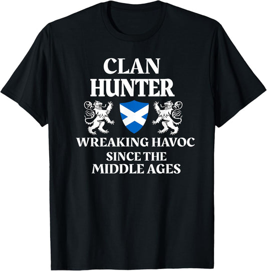 Hunter Scottish Family Clan Scotland Name T-Shirt - T-Shirt | Black