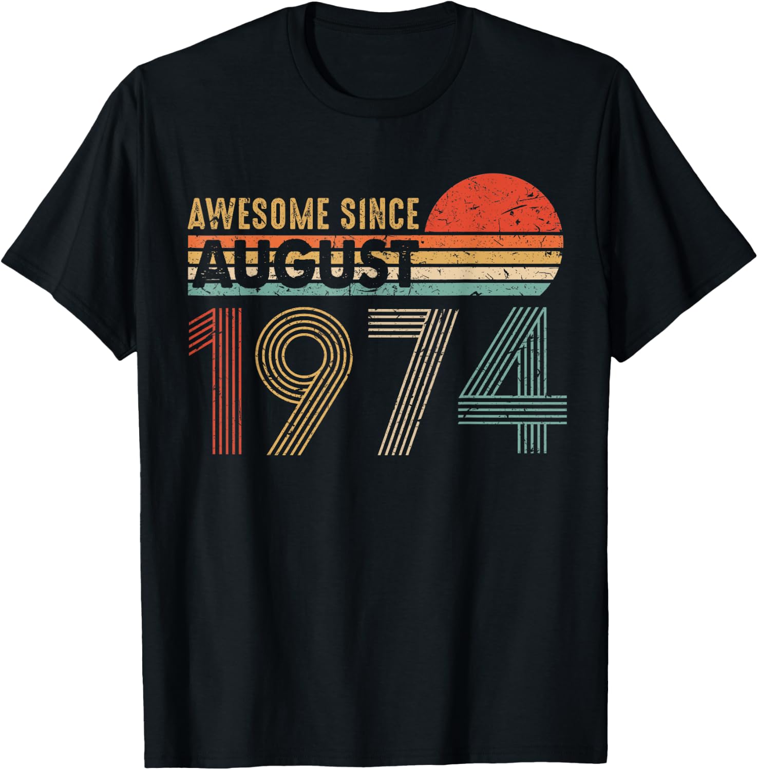 Awesome Since AUGUST 1974 45th Birthday Gift Sunset T-Shirt - T-Shirt | Black