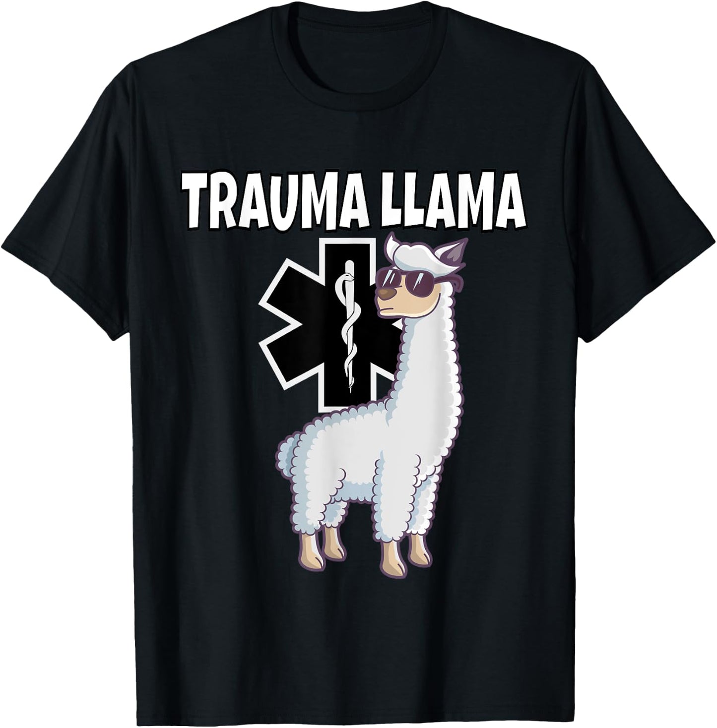 Funny Trauma Llama EMT Medic EMS Gift T-Shirt - T-Shirt | Black
