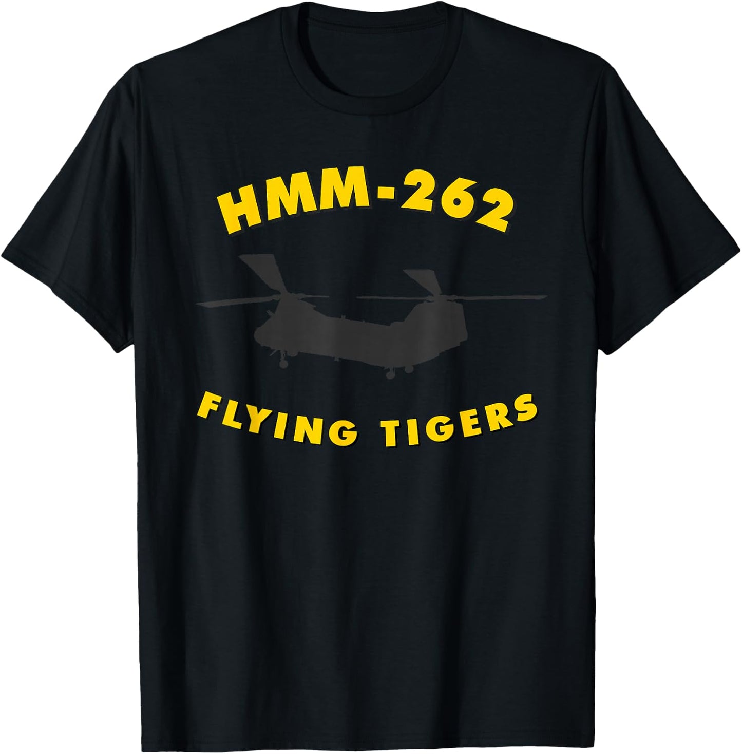 HMM-262 Helicopter Squadron CH-46 Sea Knight T-Shirt - T-Shirt | Black