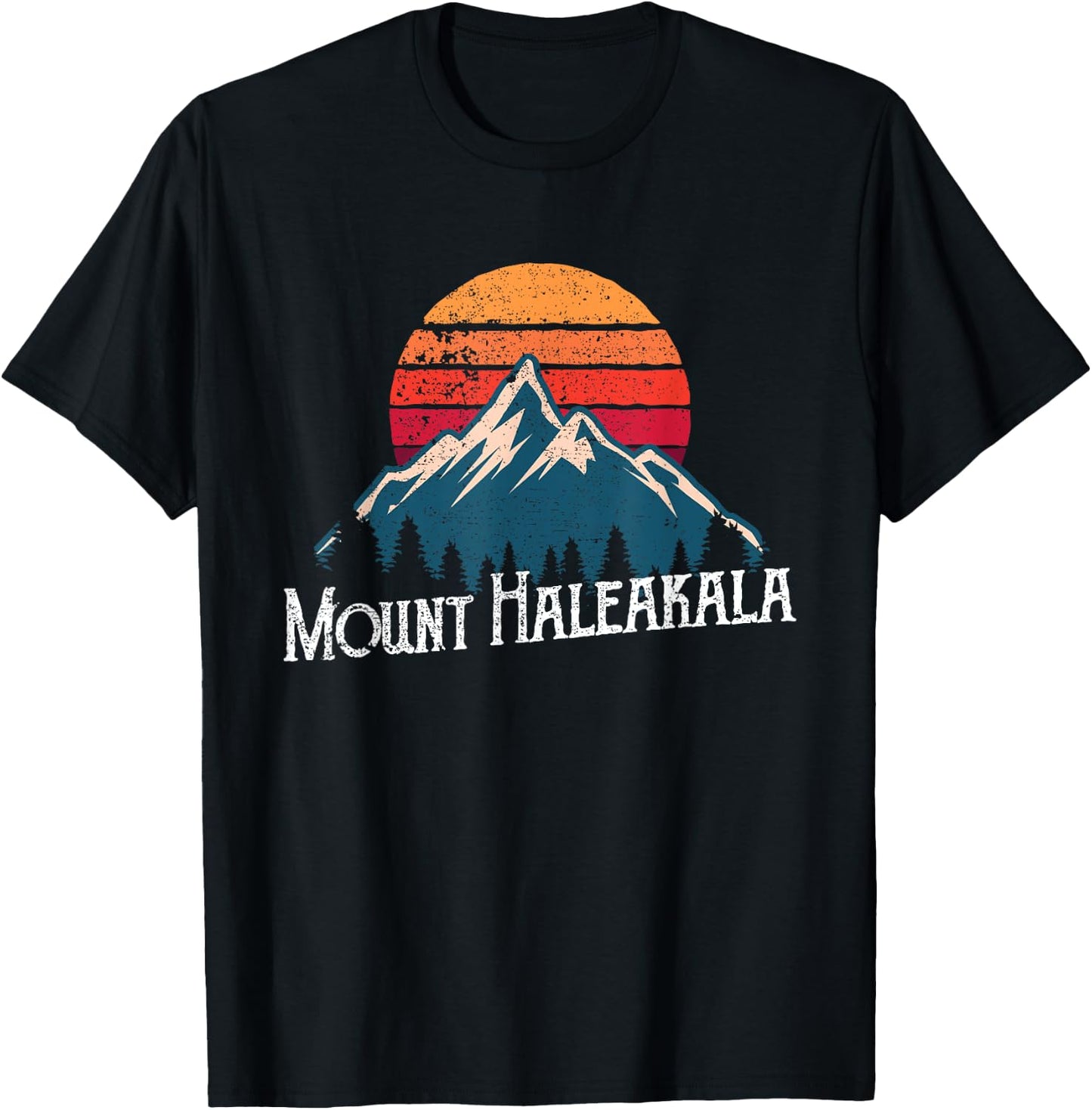 Hawaiian Mount Haleakala Volcano Mountain Retro T Shirt T-Shirt - T-Shirt | Black