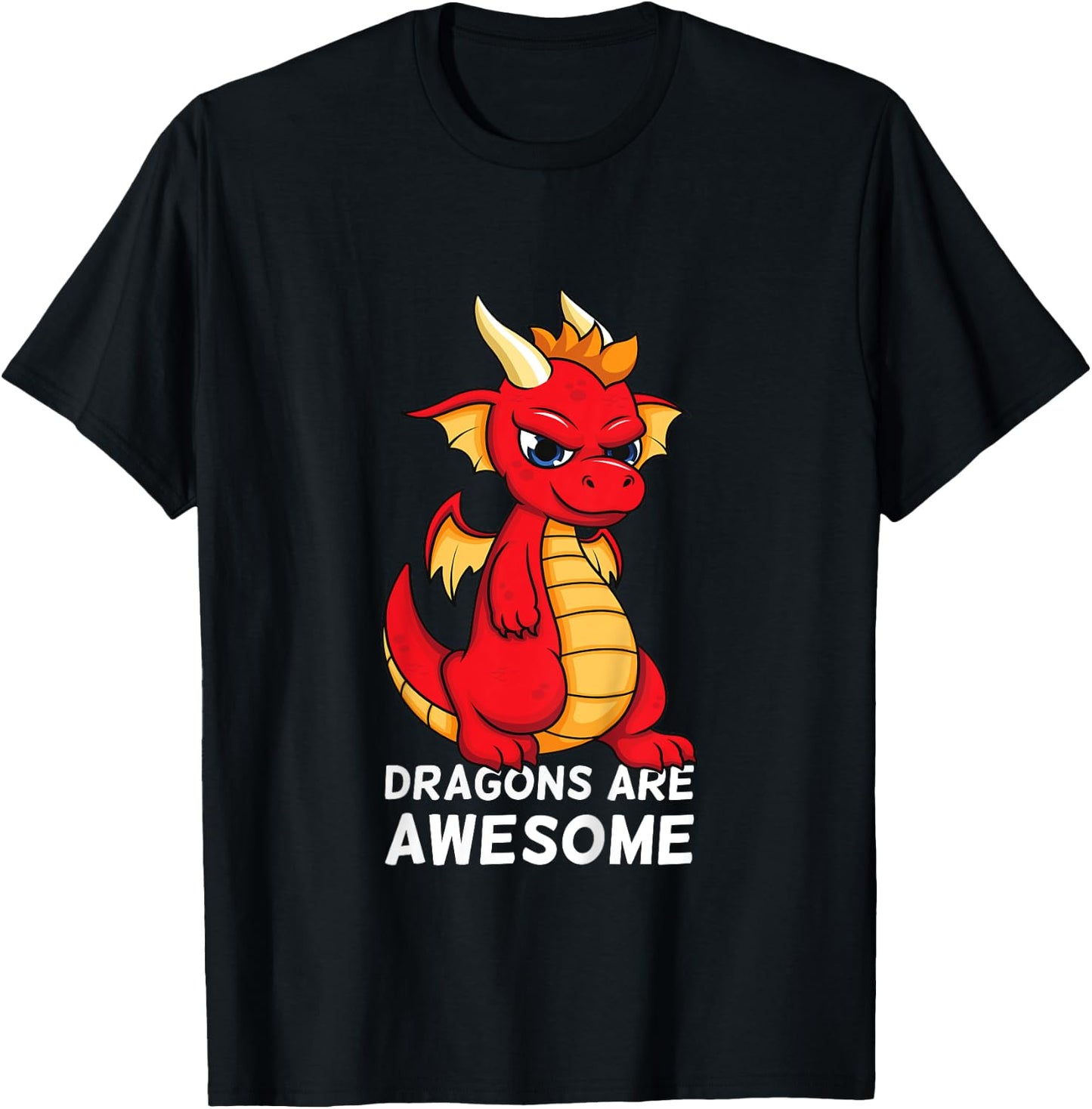 Dragons Are Awesome Cute Red Dragon For Boys And Girls T-Shirt - T-Shirt | Black