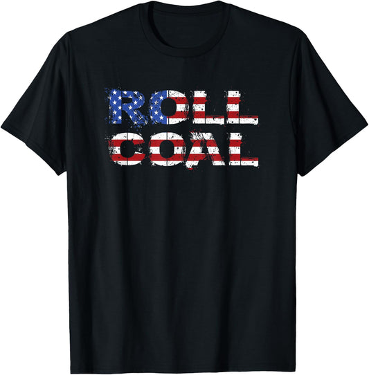 Diesel Roll Coal USA Flag Turbo Diesels Power Gift T-Shirt - T-Shirt | Black