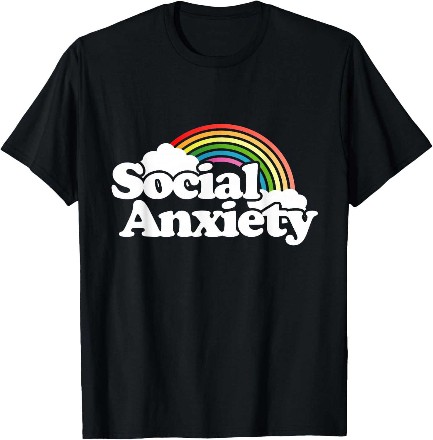 Social Anxiety shirt rainbow funny retro joke T-Shirt - T-Shirt | Black