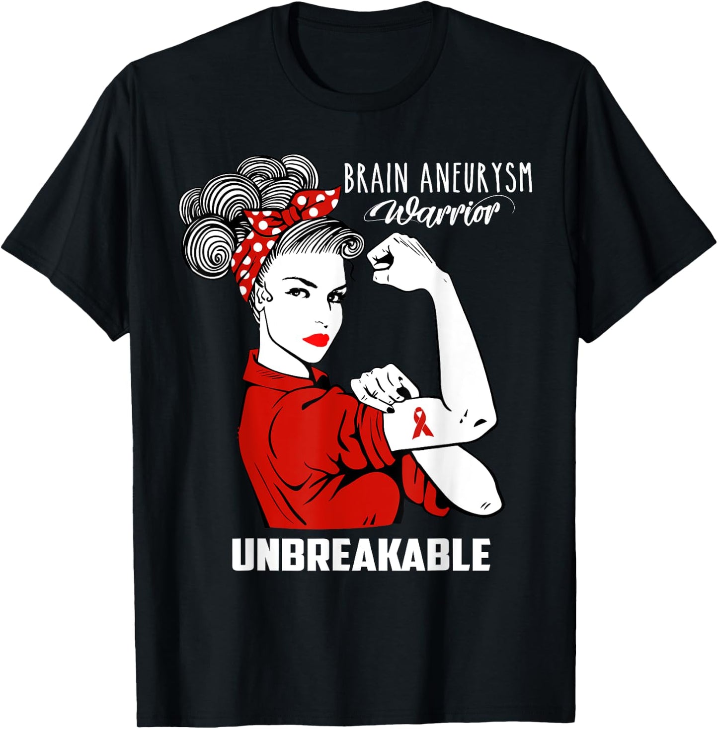 Brain Aneurysm Warrior Unbreakable Shirt Awareness Gift T-Shirt - T-Shirt | Black