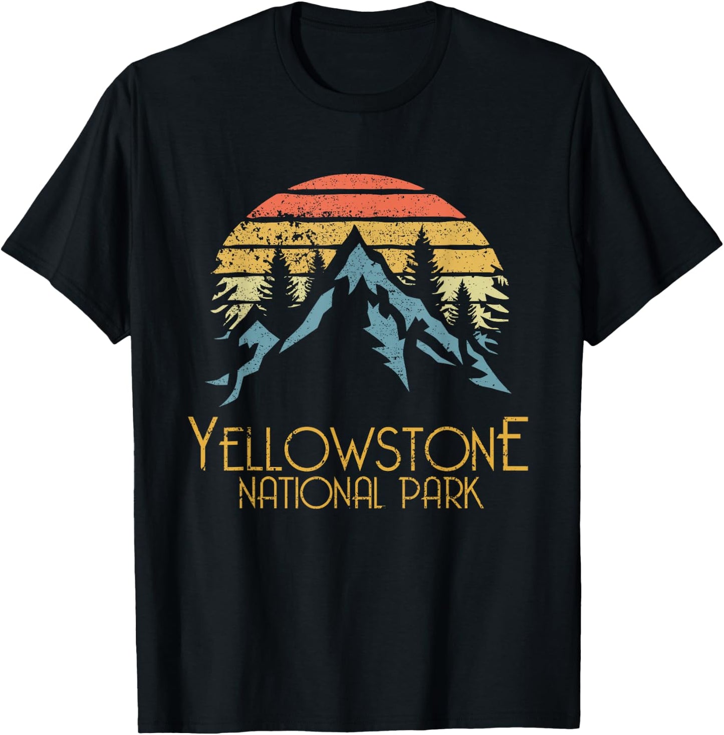 Vintage Retro Yellowstone National Park WY T Shirt T-Shirt - T-Shirt | Black