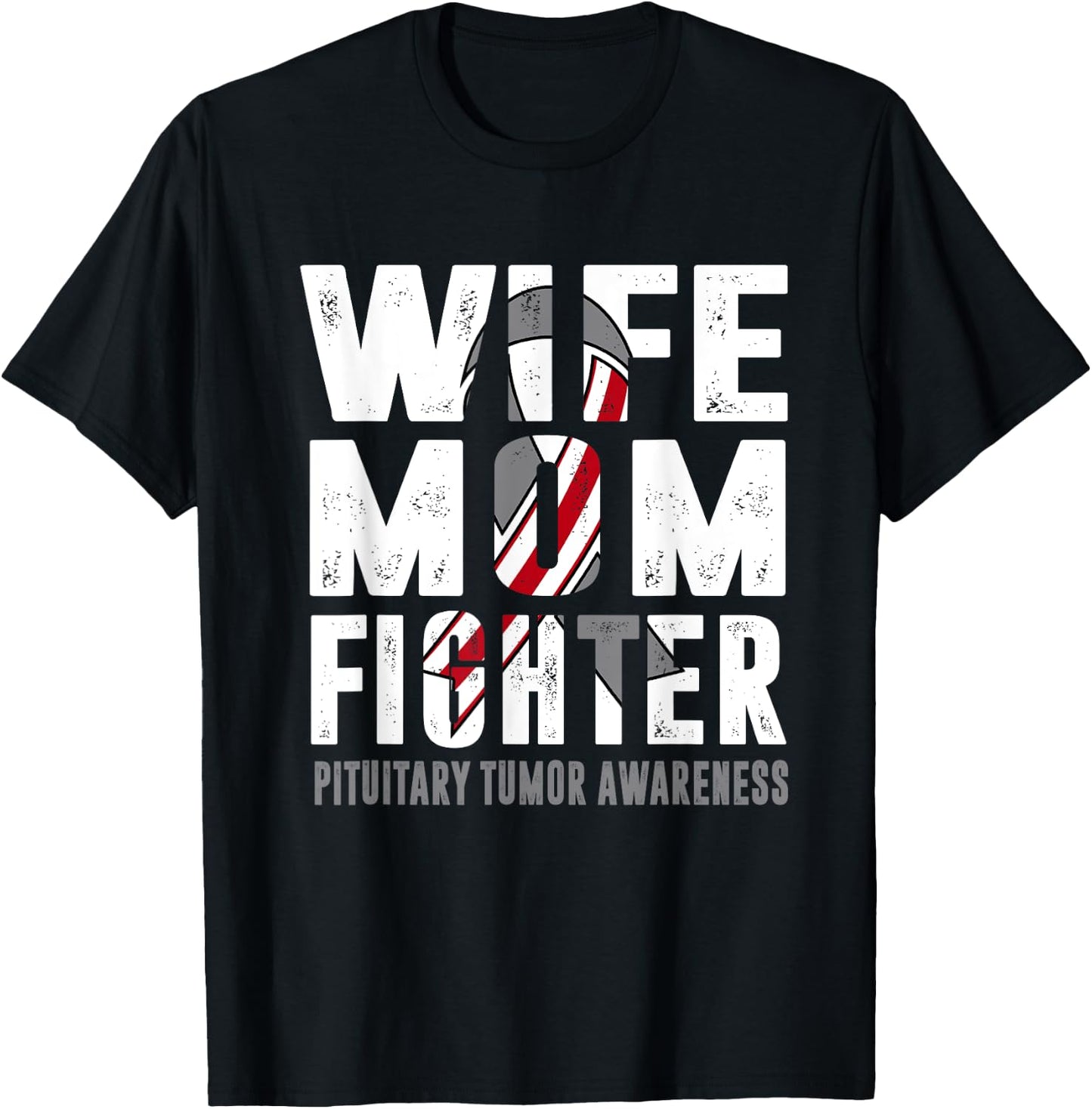 Wife Mom Fighter Pituitary Tumor Awareness T-Shirt - T-Shirt | Black
