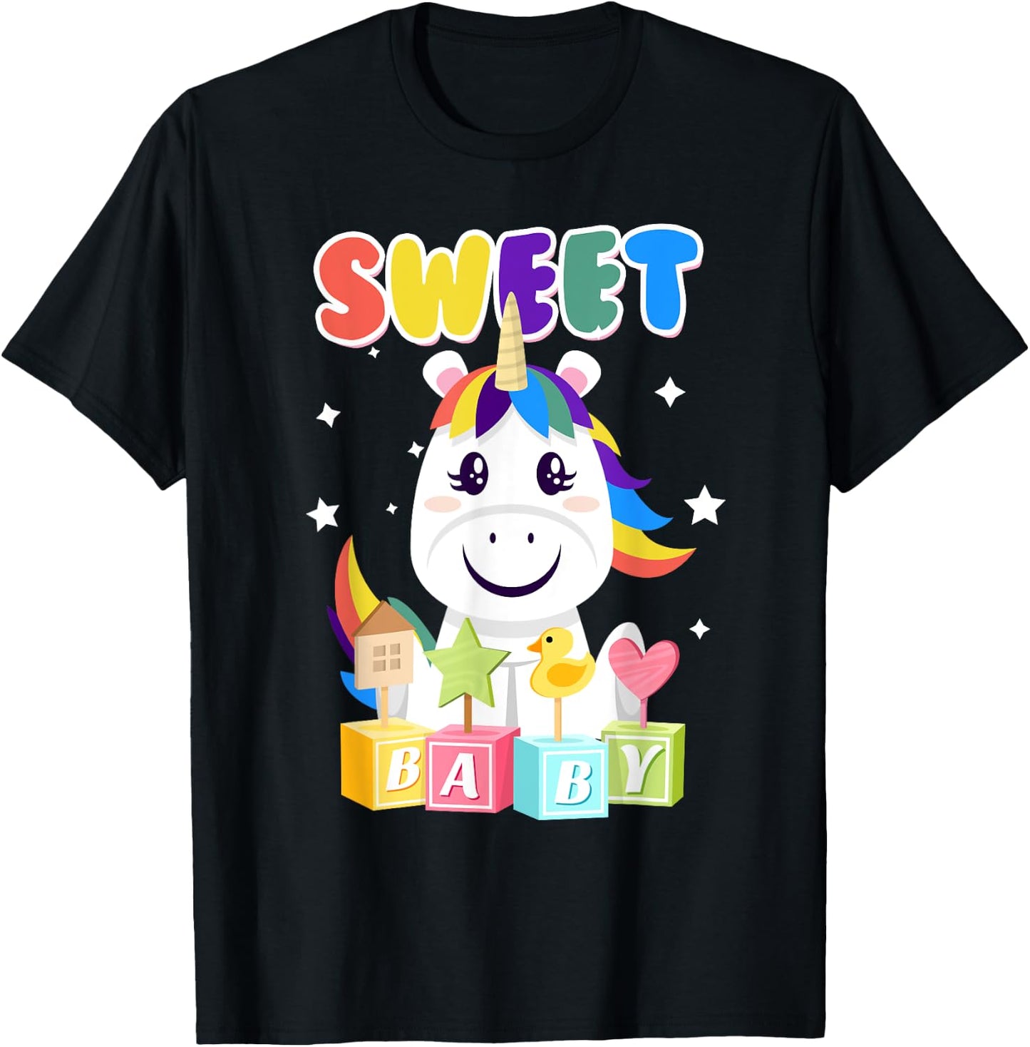 ABDL Ab DL Unicorn Rainbow Cute Baby DDLG T-Shirt - T-Shirt | Black