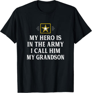 My Hero Is In The Army - I Call Him My Grandson - Vintage T-Shirt - T-Shirt | Black