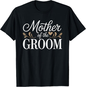 Mother Groom Retro Floral Badge Wedding Mom Groom's Elegant T-Shirt - T-Shirt | Black
