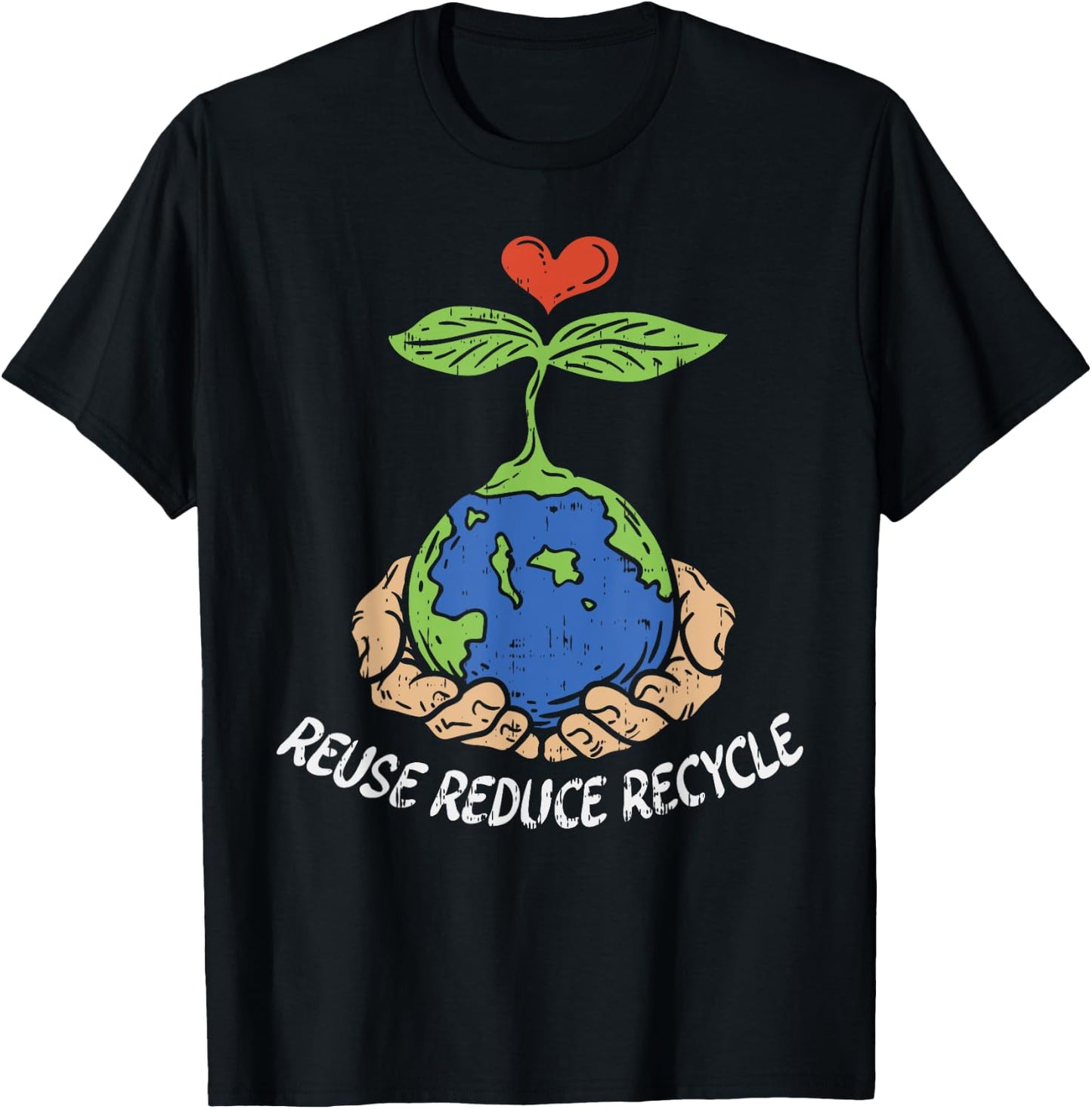 Reuse Reduce Recycle Save Earth Day Planet T-Shirt - T-Shirt | Black