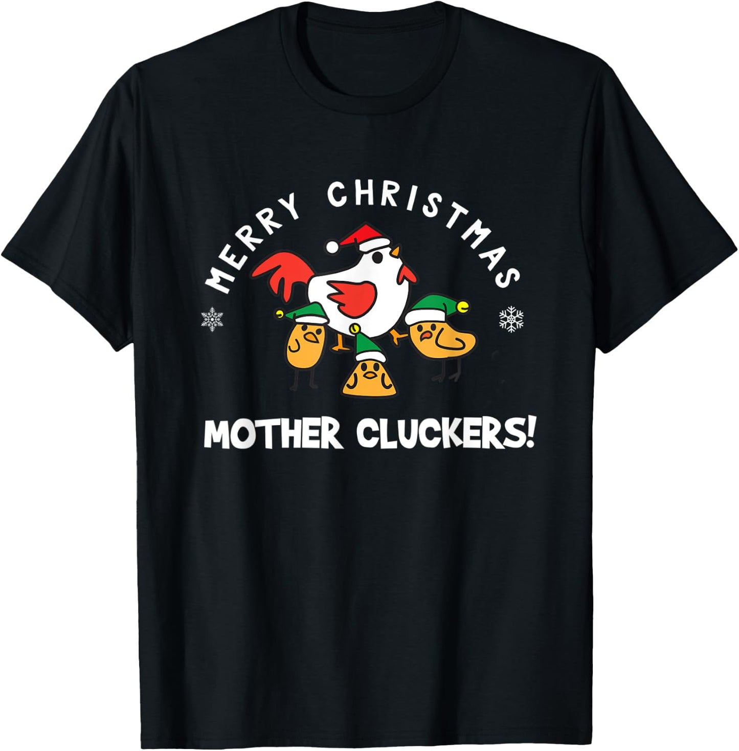 Funny Chicken Shirt Merry Christmas Mother Cluckers T-Shirt - T-Shirt | Black