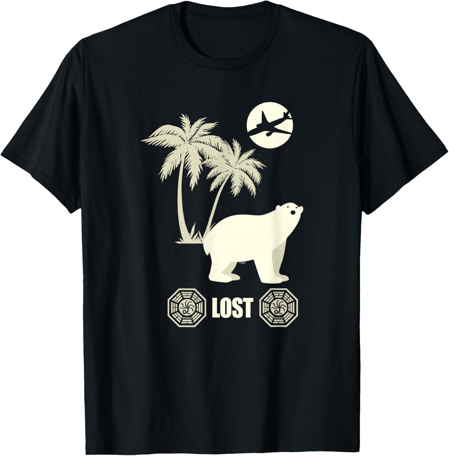 Lost Polar Bear, Island, and Plane T-Shirt - T-Shirt | Black