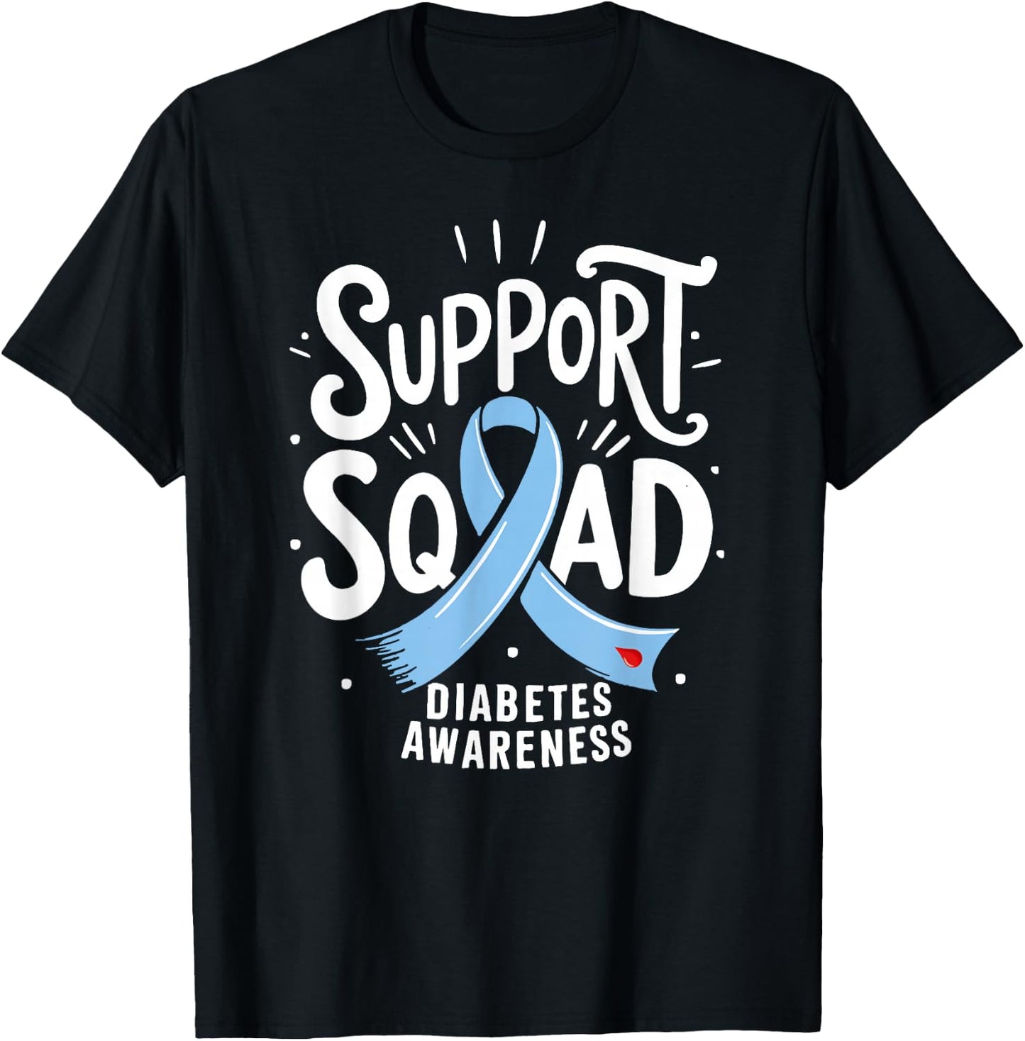 Support Squad Diabetes Awareness T1D T2D T-Shirt - T-Shirt | Black