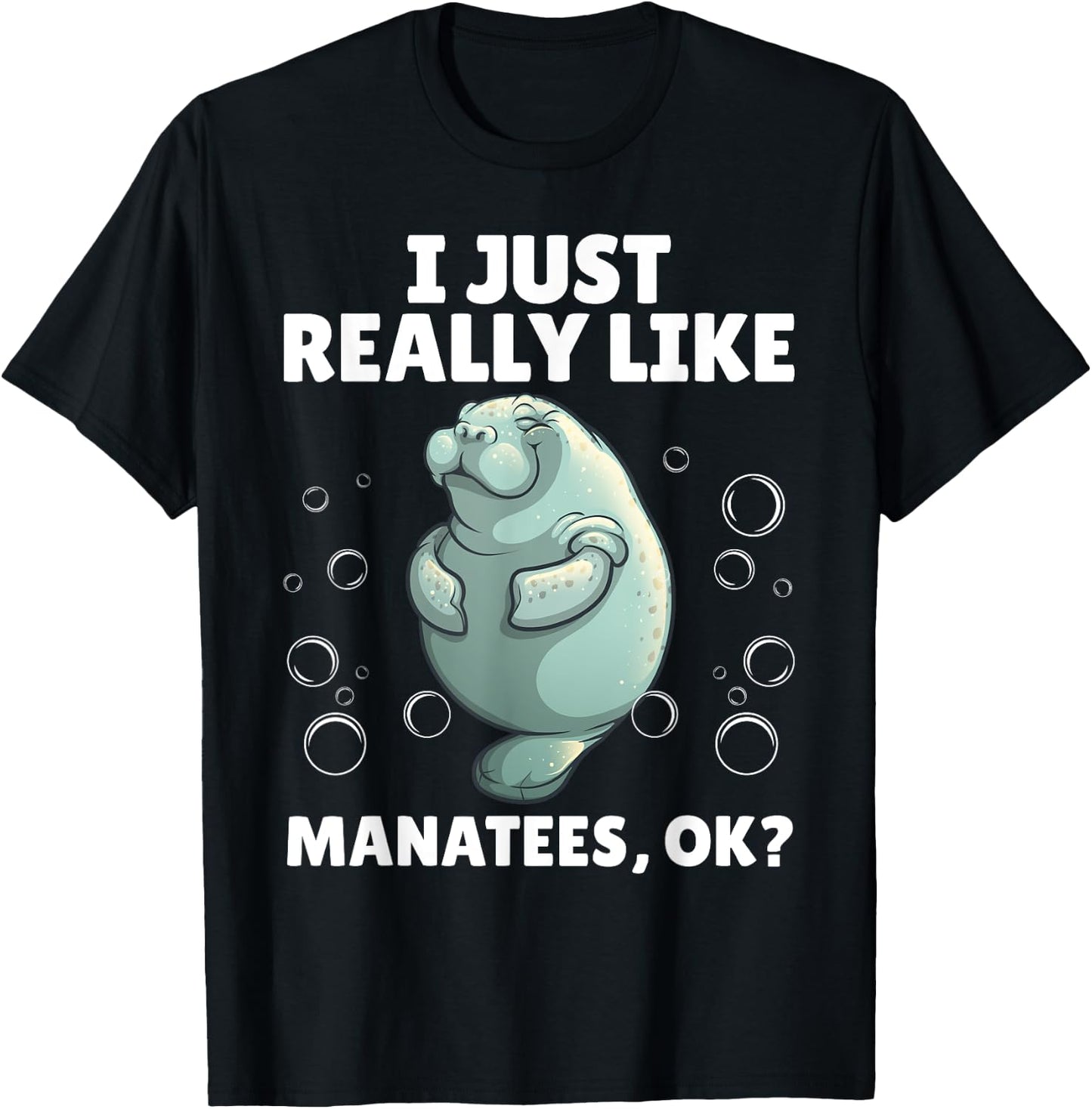 Funny Manatee Art Women Kids Sea Cow Manatee Lover T-Shirt - T-Shirt | Black