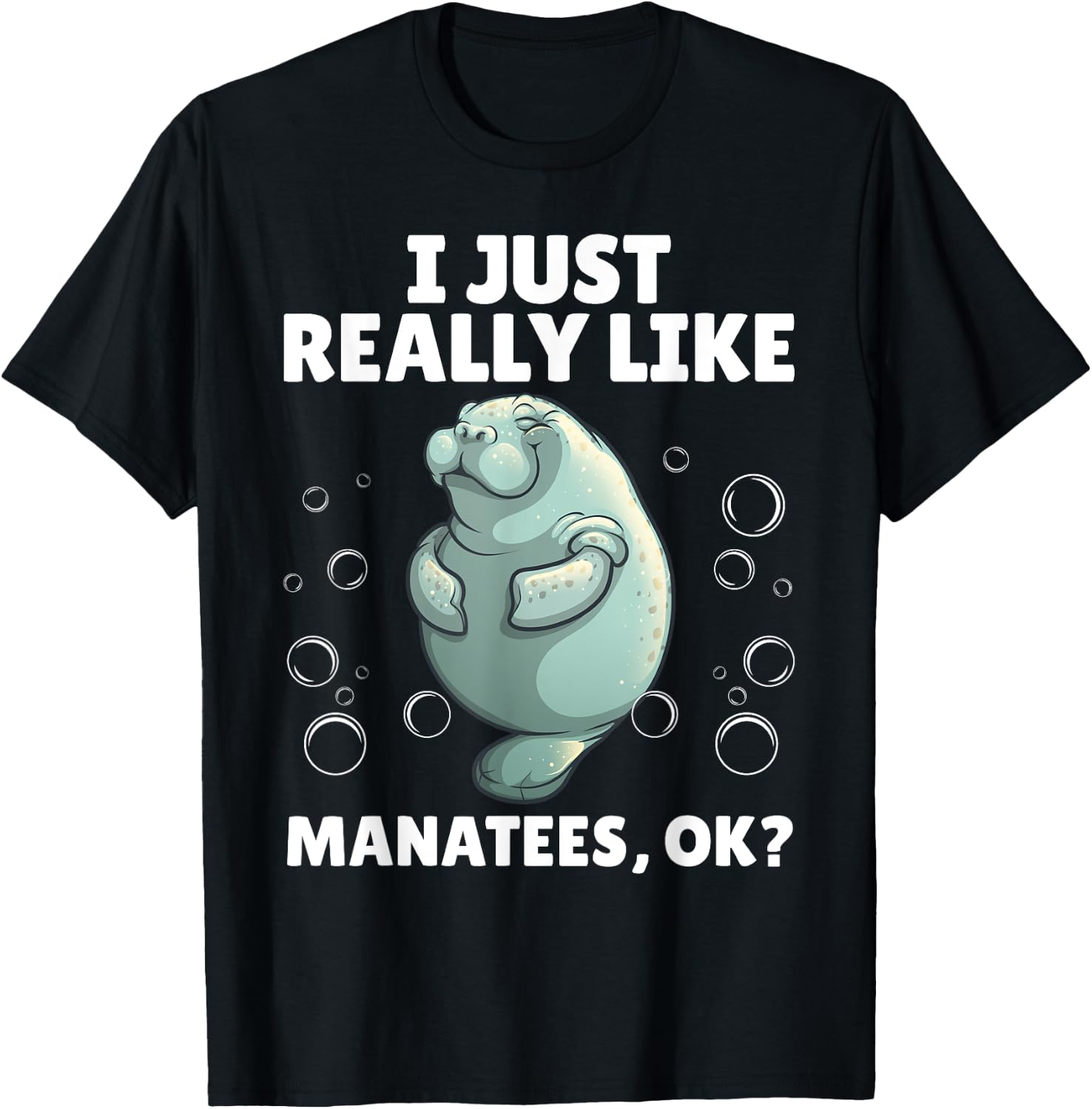 Funny Manatee Art Women Kids Sea Cow Manatee Lover T-Shirt - T-Shirt | Black