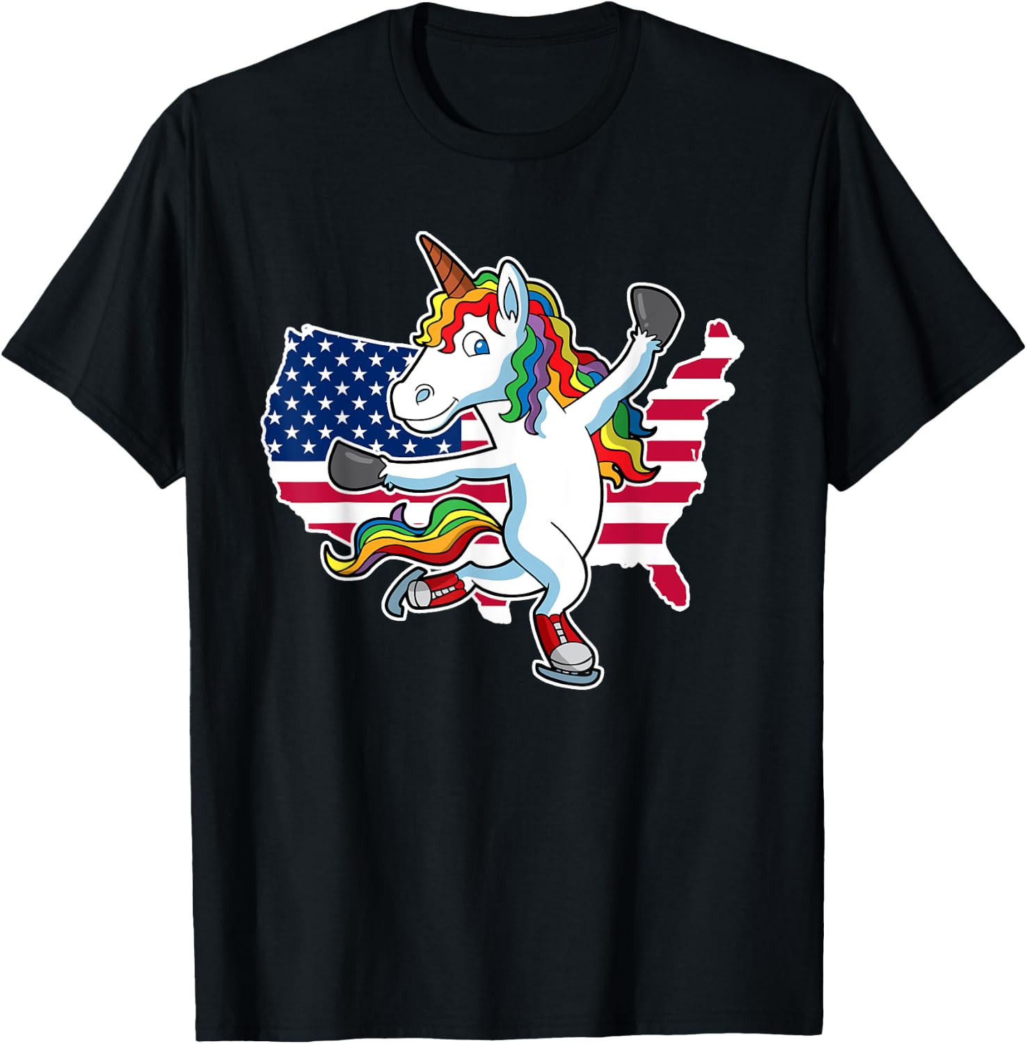 Unicorn Figure Skating USA Shirt T-Shirt - T-Shirt | Black