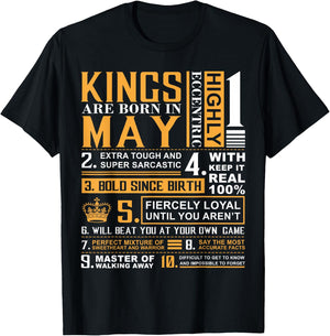May Birthday Gifts - Kings are Born In May T-Shirt - T-Shirt | Black