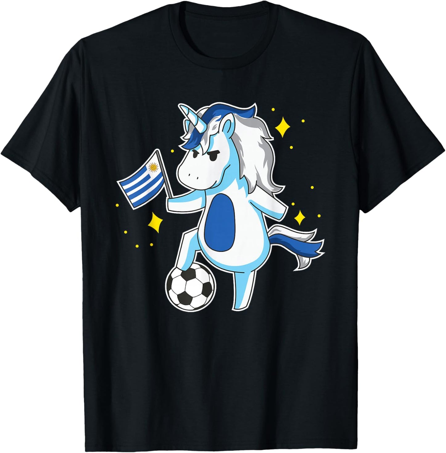 Soccer Unicorn Uruguay Jersey Design Uruguayan Football Gift T-Shirt - T-Shirt | Black