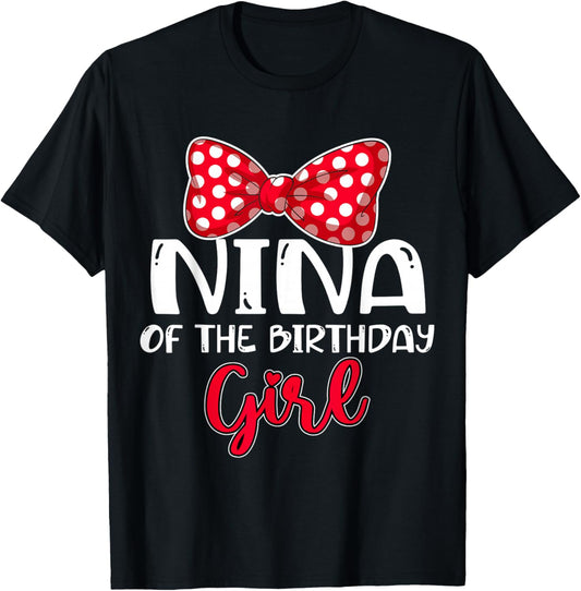Nina of Birthday Girl Bow Family Celebration Matching T-Shirt - T-Shirt | Black