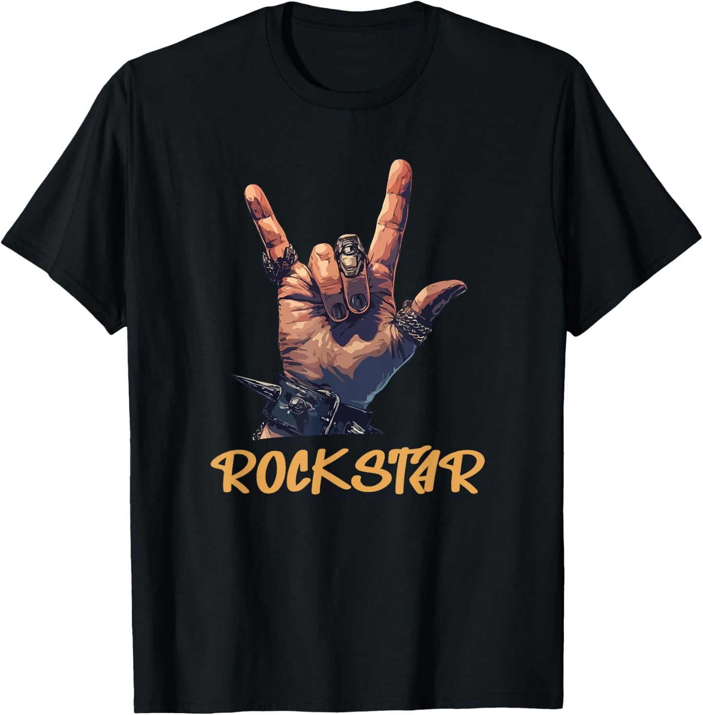 Rockstar Hand Sign Iconic Graphic Design T-Shirt - T-Shirt | Black
